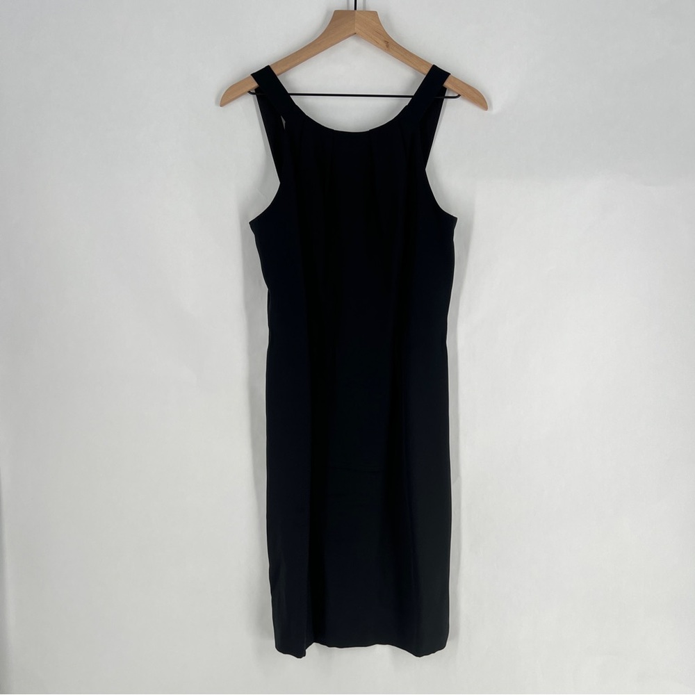 Flores & Flores Elegant Black Silk‎ Sleeveless Sheath Dress LBD Size 6